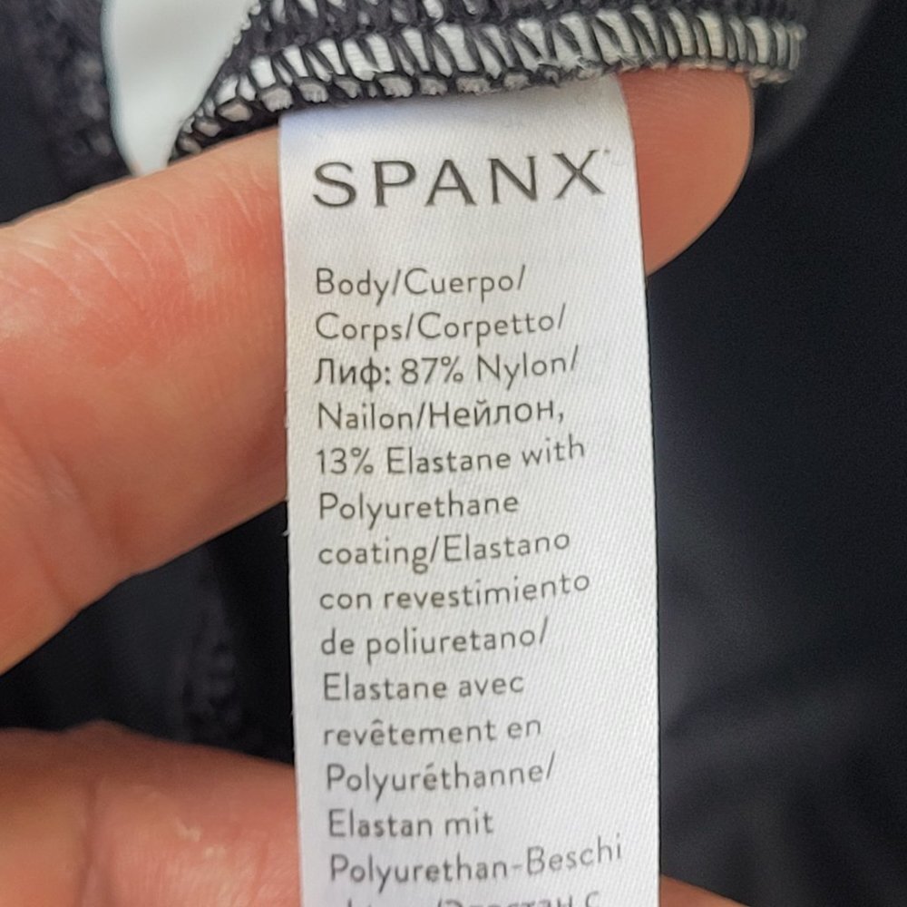 NWT SPANX Faux Leather Black with white Side Stripe Leggings Size S - Picture 11 of 14